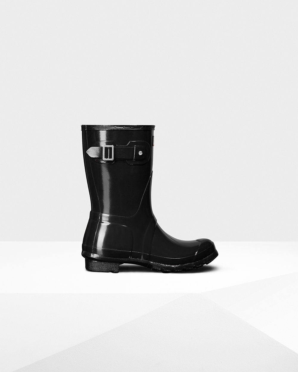 Hunter Original Gloss For Women - Short Rain Boots Black | India NGFSE5697